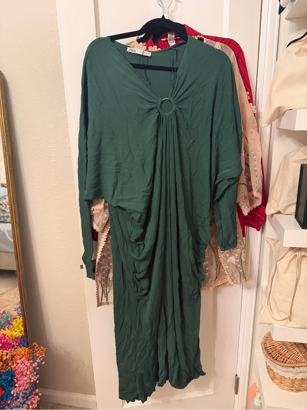 Zara Forest Green Ring-Front Maxi Dress